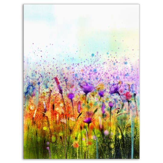 Designart - Abstract Cosmos of Colorful Flowers - Large Flower Canvas Wall Art